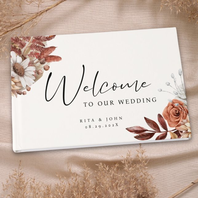 Modernes Cream boho Wedding Foil Gästebuch (Von Creator hochgeladen)