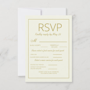 Modernes Cream Gold Hochzeit RSVP Vertical Meel