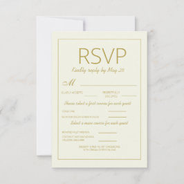 Modernes Cream Gold Hochzeit RSVP Vertical Meel Karte