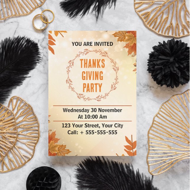 Modernes Creme Erntedank Party Einladung (thanksgiving party invitation card)