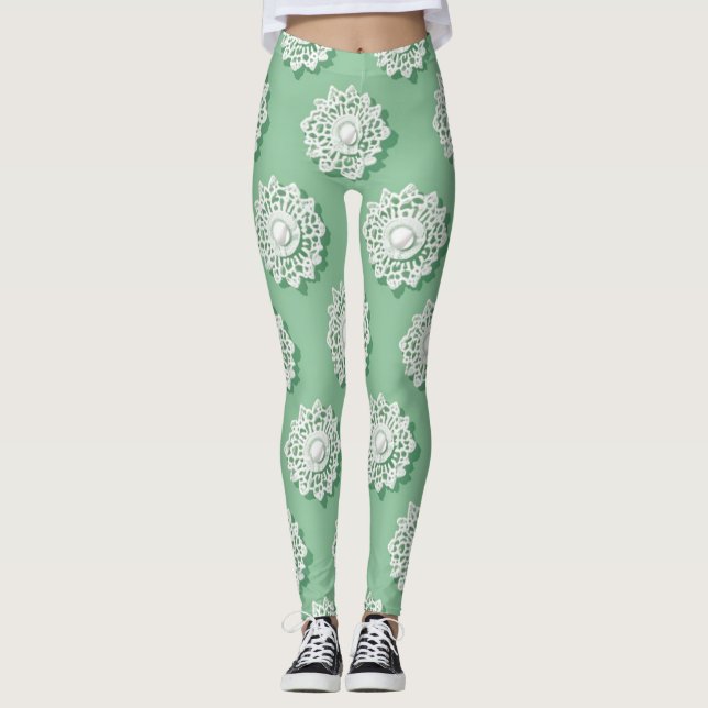 Modernes Crochet-Stickereimuster Leggings (Vorderseite)