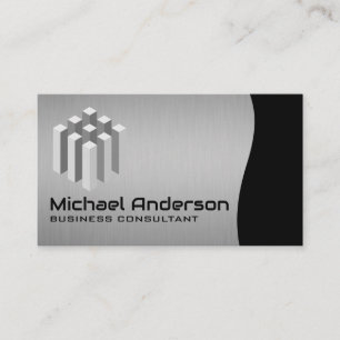 Modernes Cubed Logo   Silver Black Visitenkarte