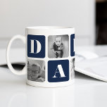 Modernes Daddy-FotoCollage Tasse<br><div class="desc">Passen Sie dieses niedliche Design der modernen Tasse an, um diesen Vatertag einen neuen Vater zu feiern! Das Design umfasst abwechselnde Quadrate von Fotos und tiefblaue Buchstabenblöcke, die "Daddy" in modernen Serifenschriften buchstabieren. Fügen Sie fünf Ihrer beliebten quadratischen Fotos (perfekt für Instagram!) mit den bereitgestellten Vorlagen hinzu.</div>