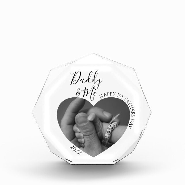 Modernes Daddy & Me | Herz-Foto  Fotoblock (Vorderseite)