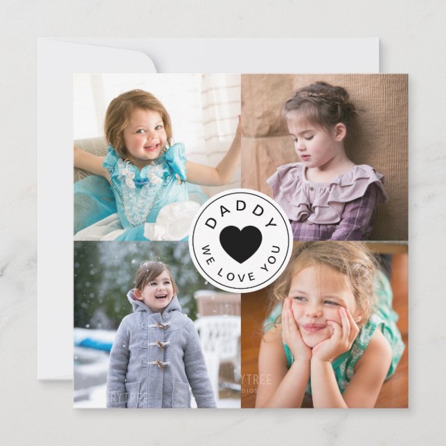 Modernes Daddy Wir Liebe Sie 4 Foto Collage (Vorderseite)