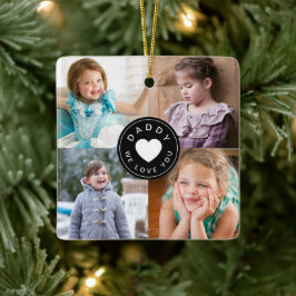 Modernes Daddy wir Liebe Sie FotoCollage Keramikornament