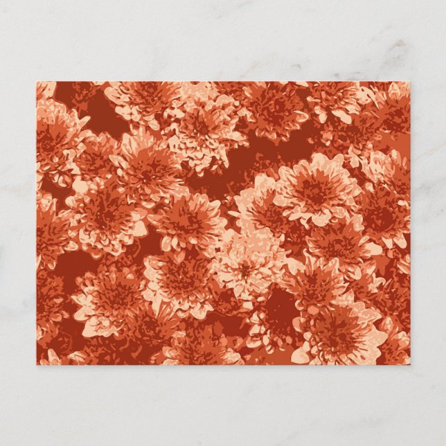 Modernes Dahlia-Muster, Mandarin Orange Postkarte (Vorderseite)