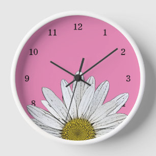 Modernes Daisy Country Floral Pink Uhr