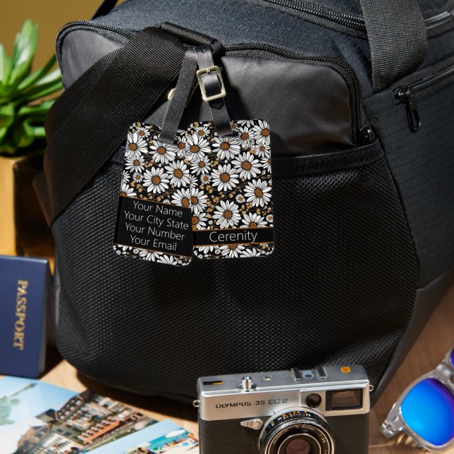 Modernes Daisy Muster Gepäckanhänger (Vorderseite & Rückseite)