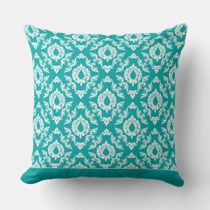 Modernes Damask Muster Pillow Aquamarin Blue 2 - C Kissen