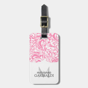 Modernes Damast-Rosa personalisiert Gepäckanhänger