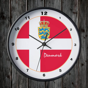 Modernes Dänemark, dänische Flagge trendy Zuhause  Runde Wanduhr