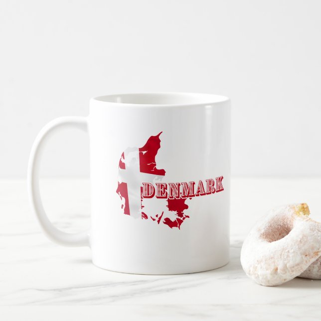 Modernes Dänemark Dänisches Letter MAP Flag Souven Kaffeetasse (Mit Donut)
