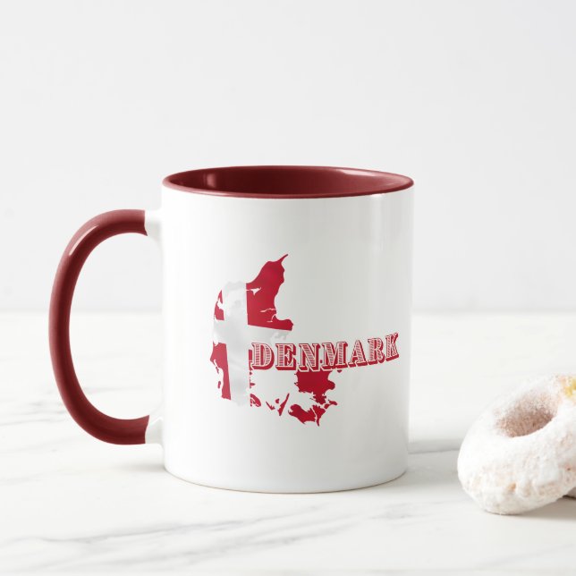 Modernes Dänemark Dänisches Letter MAP Flag Souven Tasse (Mit Donut)