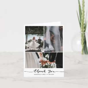 Modernes Dankeschön an Script Wedding Couple Foto Dankeskarte