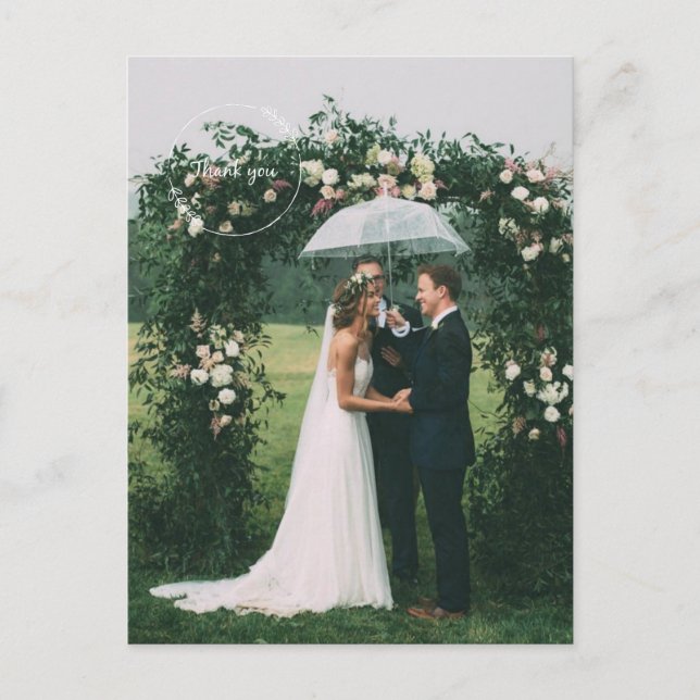 Modernes Dankeschön für das Hochzeitstag-Foto Postkarte (Vorderseite)