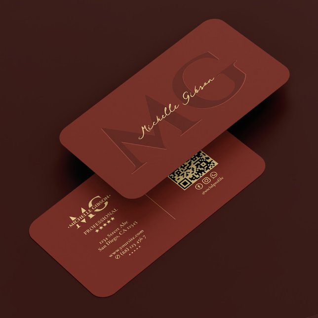 Modernes Dark Terracotta Monogramm Visitenkarte (Modern Professional Dark Terracotta Monogram Business Card
)