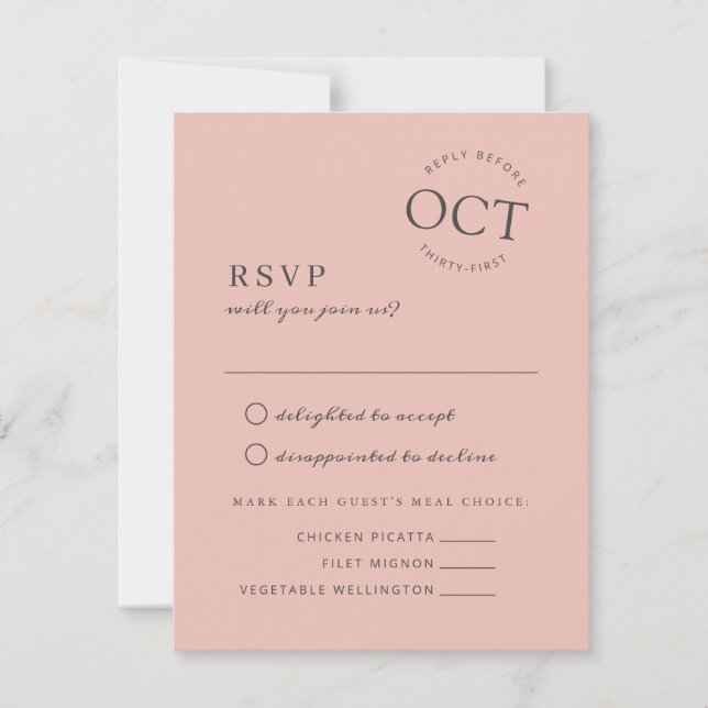 Modernes Date Siegel Blush Pink Wedding RSVP Save The Date (Vorderseite)