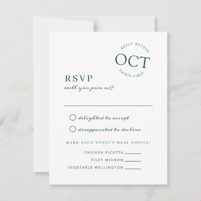 Modernes Date Siegel Deep Green Wedding RSVP Save The Date (Vorderseite)