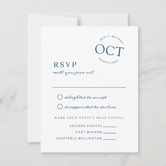 Modernes Date Siegel Navy Blue Wedding RSVP Save The Date (Vorderseite)