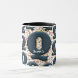 Modernes Deep Blue Monogram Niedlich Tasse
