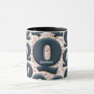 Modernes Deep Blue Monogram Niedlich Tasse