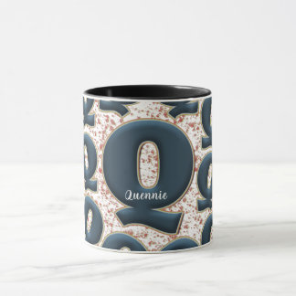Modernes Deep Blue Monogram Niedlich Tasse