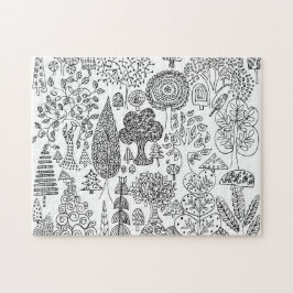Modernes Dekorationsmuster in Schwarz und Weiß Puzzle