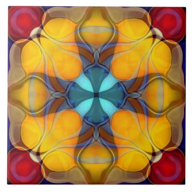 Modernes, dekoratives, elegantes, gelbes, aquamari fliese (Vorderseite)