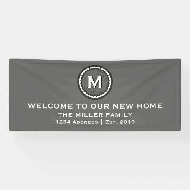 Modernes dekoratives Welcome Housewarming Party Banner (Horizontal)