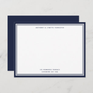Modernes Denim Blue Border Name & Address Note Car Mitteilungskarte