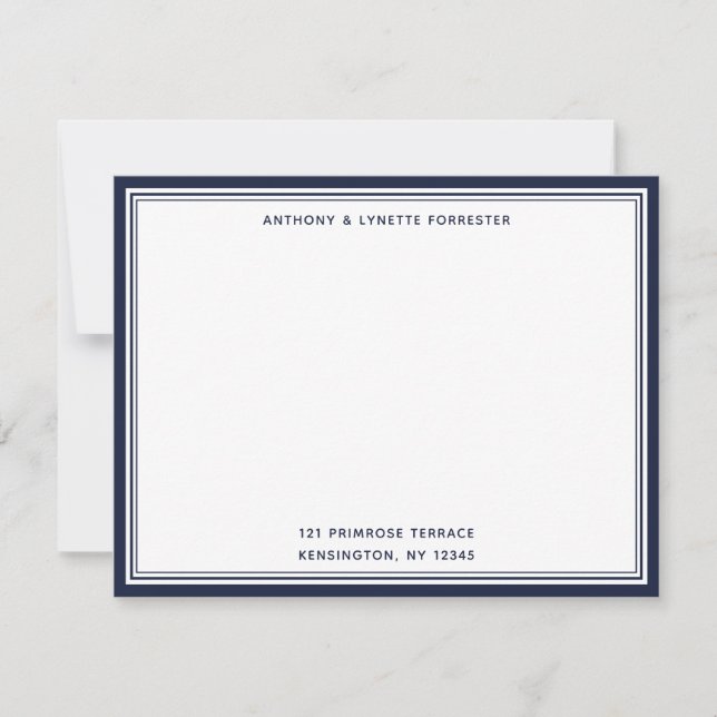 Modernes Denim Blue Border Name & Address Note Car Mitteilungskarte (Vorderseite)