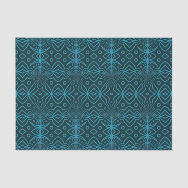 Modernes Denim Blue Decorative Geometric Muster Seidenpapier (Vorderseite)