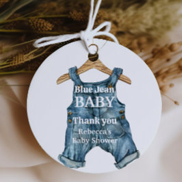 Modernes Denim Blue Jean Baby Boy Baby Shower Geschenkanhänger