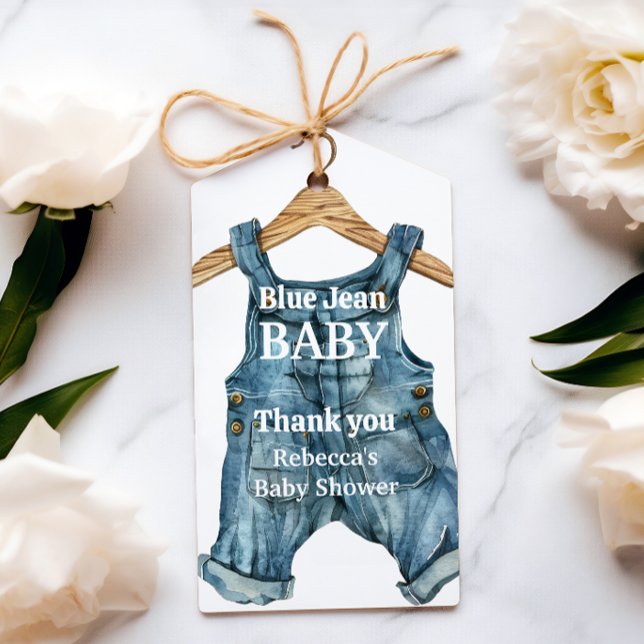 Modernes Denim Blue Jean Baby Boy Baby Shower Geschenkanhänger (Von Creator hochgeladen)