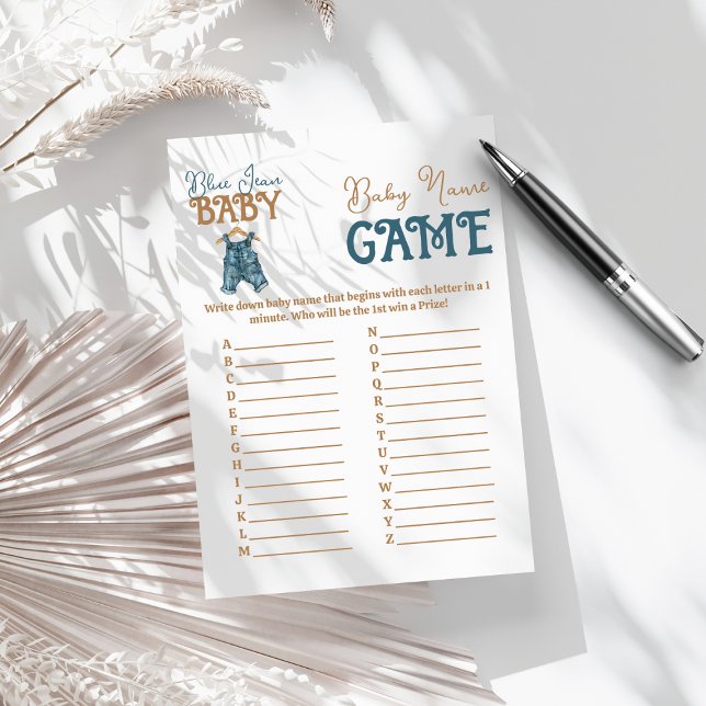 Modernes Denim Boy Blue Jean Baby Dusche Name Spie Flyer (Von Creator hochgeladen)