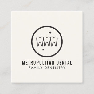 Modernes Dentist zisst schwarzes Logo auf Elfenbei Quadratische Visitenkarte