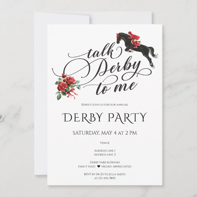 Modernes Derby & Drinks Race Horse Party Reittiere Einladung (Vorderseite)