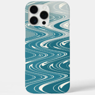 Modernes Design Abstrakter Kunstwellen in Blue Omb iPhone 16 Pro Max Hülle