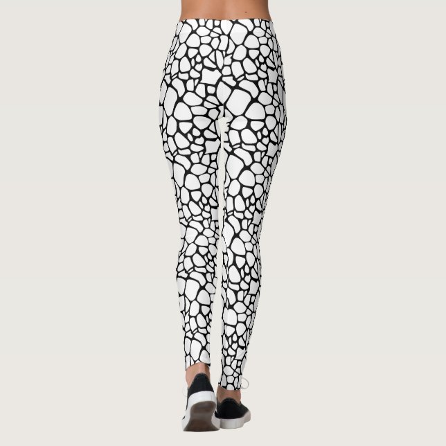 Modernes Design aus schwarzem und weißem Schnörkel Leggings (Rückseite)