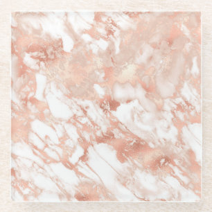 Modernes Design aus weißem und Rose-Gold-Marmor Glasuntersetzer