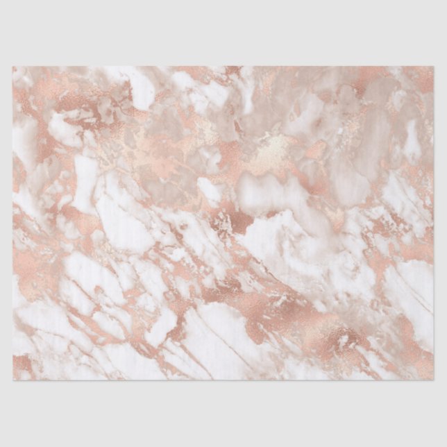 Modernes Design aus weißem und Rose-Gold-Marmor Seidenpapier (Vorderseite)
