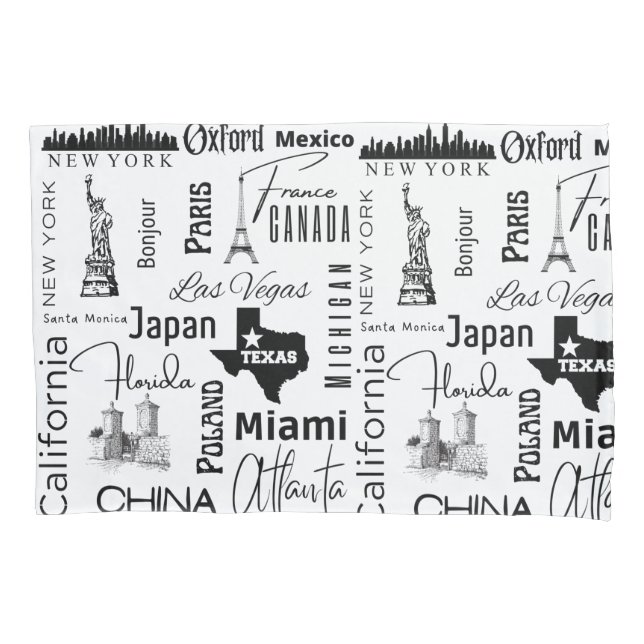 Modernes Design berühmte Städte Schwarz-Weiß-Trend Kissenbezug (Vorderseite)