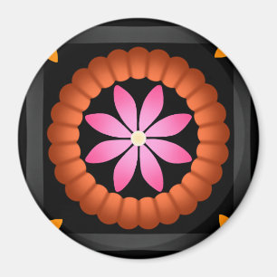 Modernes Design der Blume auf schwarzem Hintergrun Magnet