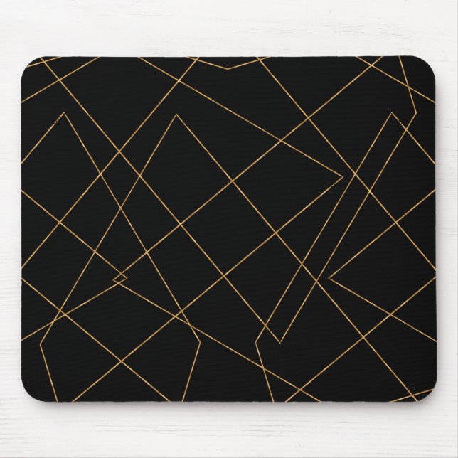 Modernes Design der geometrischen Linien Gold & Sc Mousepad (Vorne)