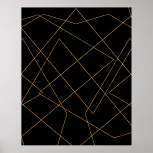 Modernes Design der geometrischen Linien Gold & Sc Poster