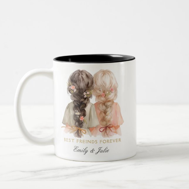 Modernes Design Die besten Freunde BESTE FREUNDIN  Zweifarbige Tasse (Links)