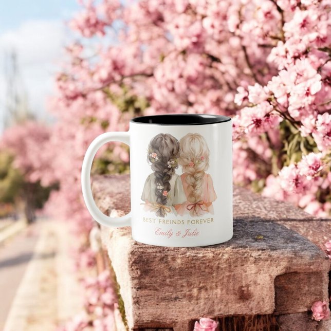 Modernes Design Die besten Freunde BESTE FREUNDIN  Zweifarbige Tasse (Von Creator hochgeladen)