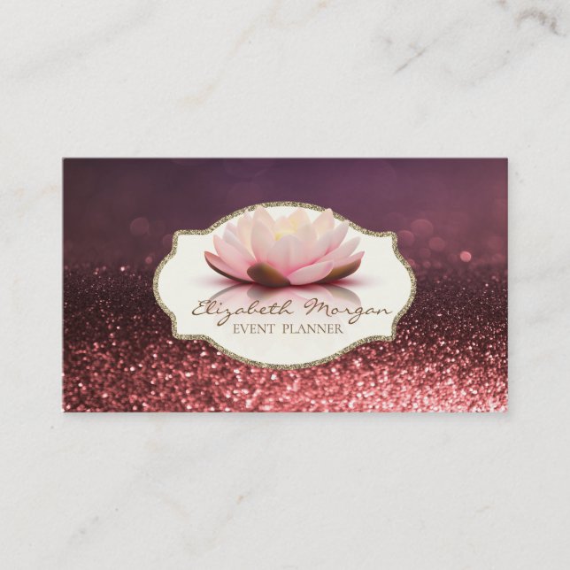 Modernes Design,Frame Lotus Blume Glitzer Bokeh Visitenkarte (Vorderseite)