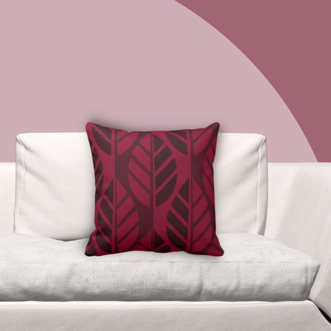 Modernes Design für Burgundy Red Blätter Muster Kissen (Von Creator hochgeladen)